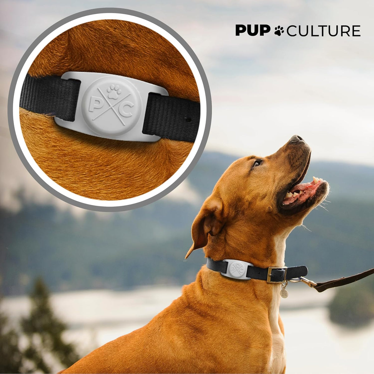 Pup Culture Compatible with AirTag Dog Collar Holder | Durable Protective Case to Help Track Your Pup | for Dog & Cat Collars - Grey 2 Pack