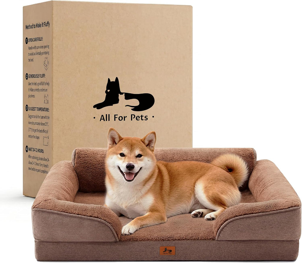 Large Orthopedic Dog Bed for Medium Dogs Removable Washable, Brown