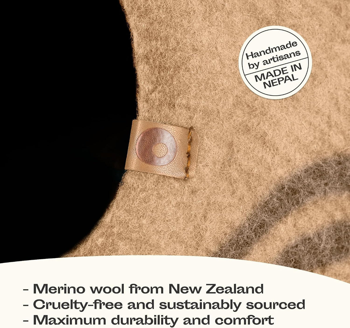 MEOWFIA Cat Cave - New Zealand Wool Bed for Indoor Cats (Beige)