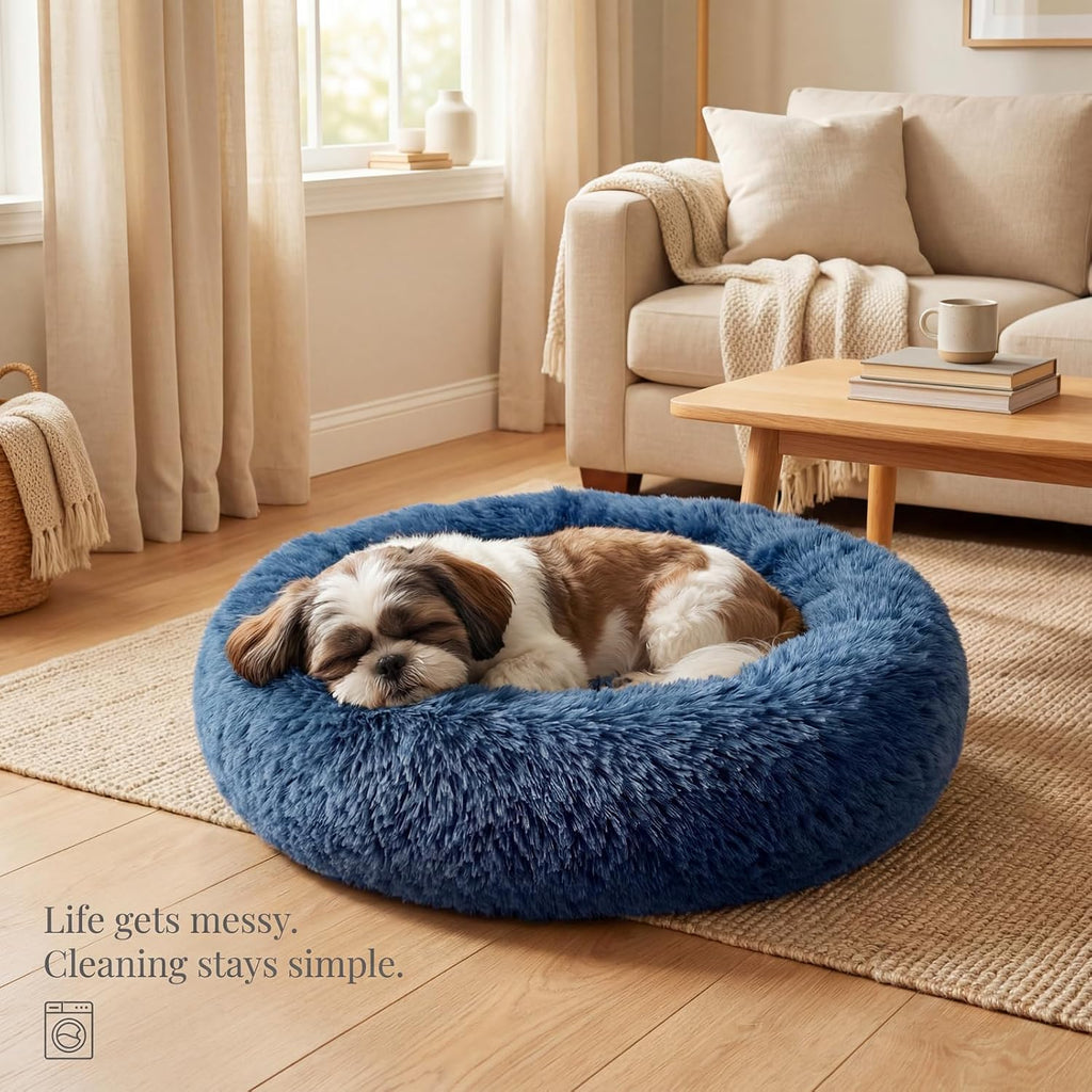 nononfish Plush Dog Bed for Small Dogs,Soft Calming Donut Bed