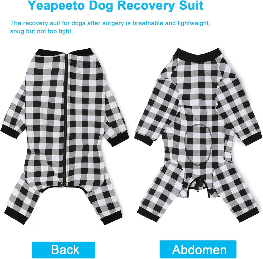 Dog Recovery Suit Full-Zipper After Post-Surgery Large Medium Dogs, Dog Bodysuit for Prevent Licking& Chewing Wounds Onesies Cone Alternative (Black, 6X-Large)