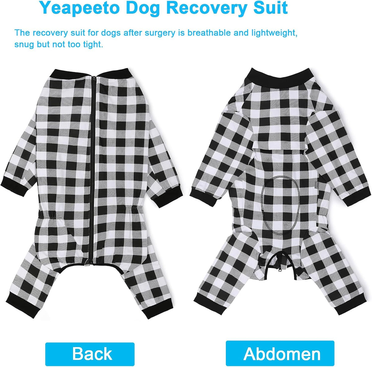 Dog Recovery Suit Full-Zipper After Post-Surgery Large Medium Dogs, Dog Bodysuit for Prevent Licking& Chewing Wounds Onesies Cone Alternative (Black, 6X-Large)