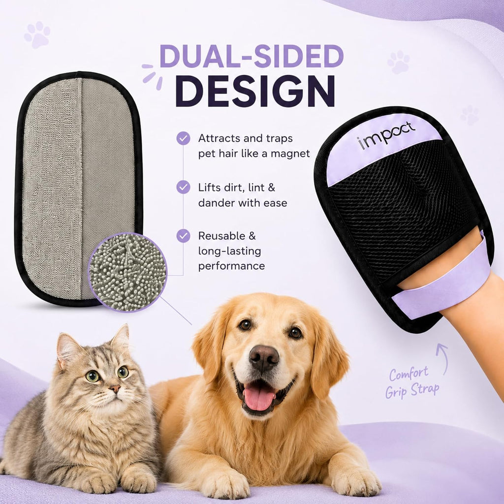 Pet Hair Removal Glove, Reusable Electrostatic Fur Remover for Dogs and Cats