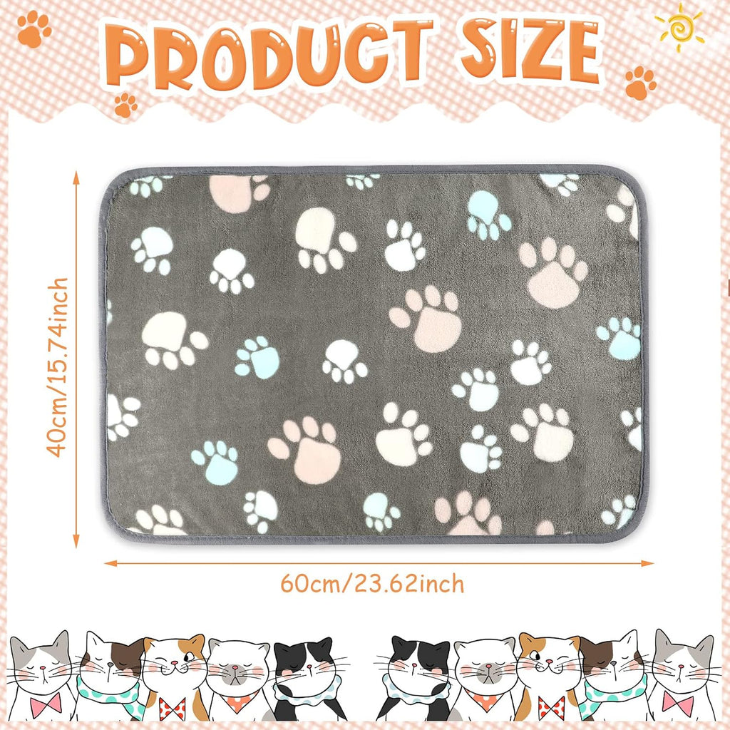 Tatuo 4 Pcs Fleece Dog Blankets for Puppy Cat, Dark Gray, 24 x 16 in, Paw