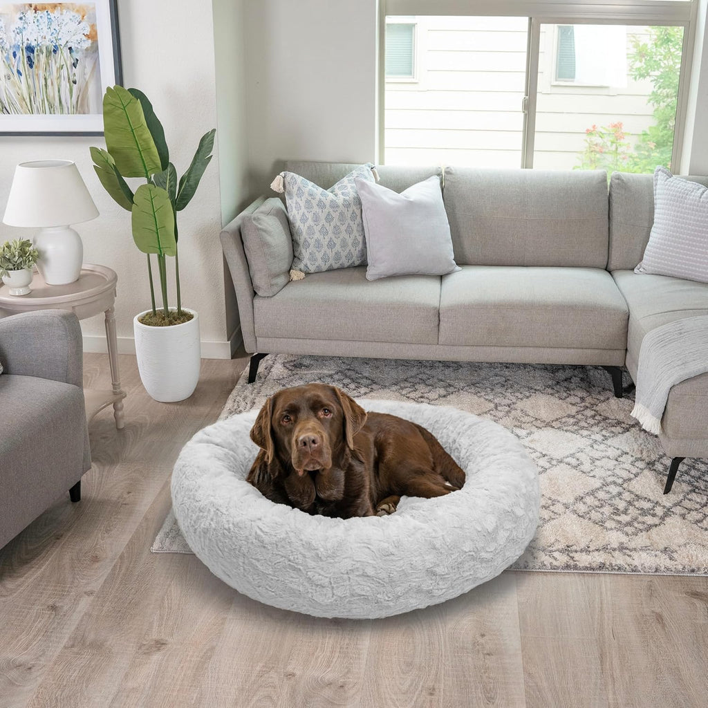 Best Friends by Sheri Original Calming Donut Dog Bed, Gray, 36"