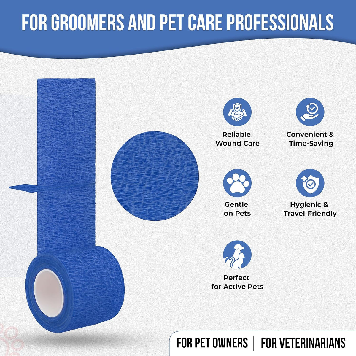 JorVet 4" x 10 Yards Cohesive Bandages for Pets | Self-Adhesive, Easy Tear Wraps for Wound Care | Secure, Individually Wrapped Vet Tape | Navy Blue | Pack of 12
