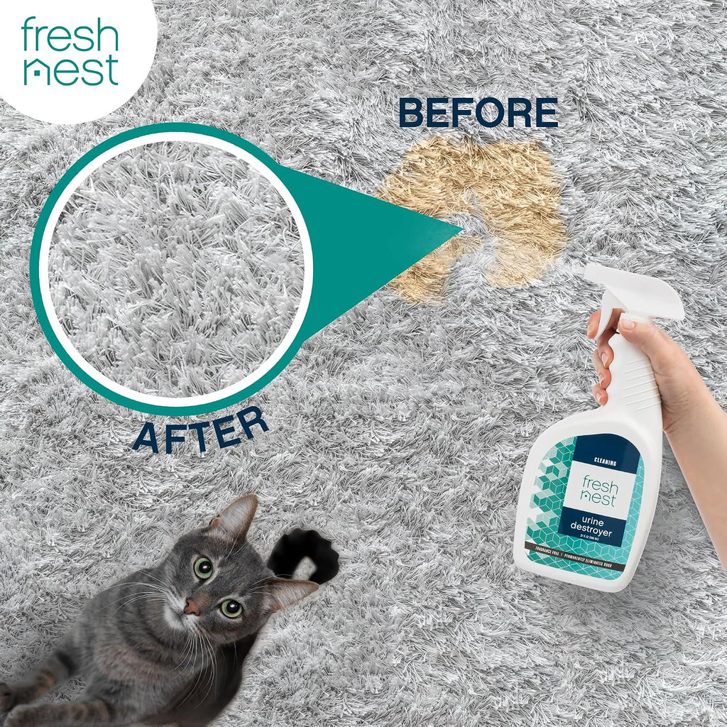 Urine Destroyer - Fragrance-Free Cleaner for Stain and Odor Removal on Wood Floors, Carpets, Mattresses - Ideal for Cats, Dogs, and Pets - Powerful Resolve and Eliminator Formula - 32 Fl Oz