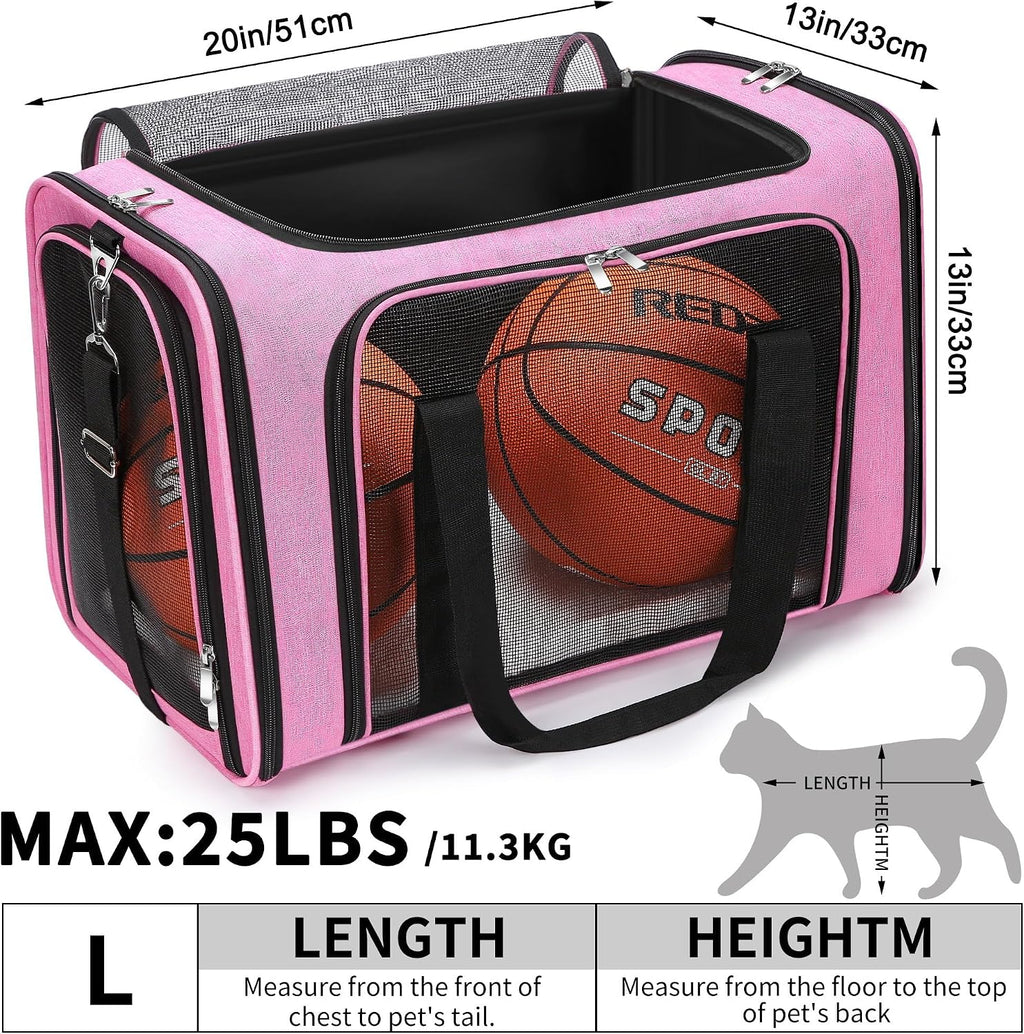 Soft-Sided Cat/Dog/Pet Carrier, Collapsible Pets Travel Carriers