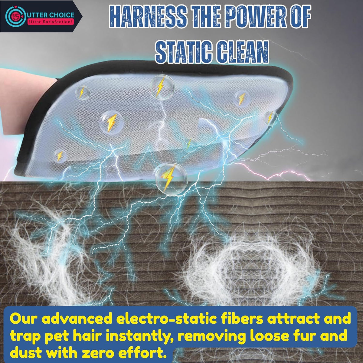 Upgraded Magic Brush Pet Hair Removal Glove, Electrostatic Grooming Mitt