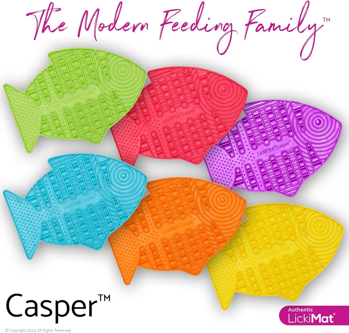 LickiMat Casper, Fish-Shaped Cat Slow Feeders Lick Mat, Boredom Anxiety Reducer; Perfect for Food, Treats, Yogurt, or Peanut Butter. Fun Alternative to a Slow Feed Cat Bowl or Dish, Yellow