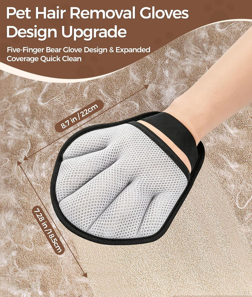 Pet Hair Removal Glove for Dogs & Cats, Magic Pet Hair Remover for Furniture Carpet Clothes Laundry, Reusable Multi-Surface Cleaning Tool, 1 Pack, Grey