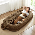 ChiXnuggle Orthopedic Human Dog Bed,with Faux Fur Washable Cover,Blanket