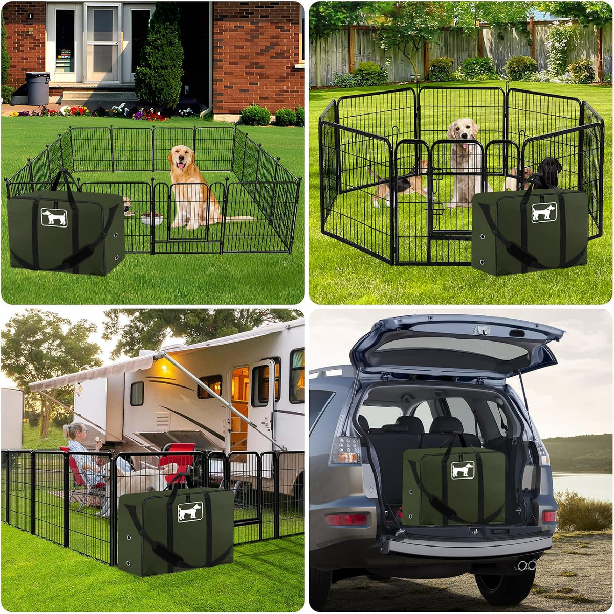 SIRUITON Thick 600D Dog Playpen Storage Bag Fits 32" H 8 Panels & 9 Stakes