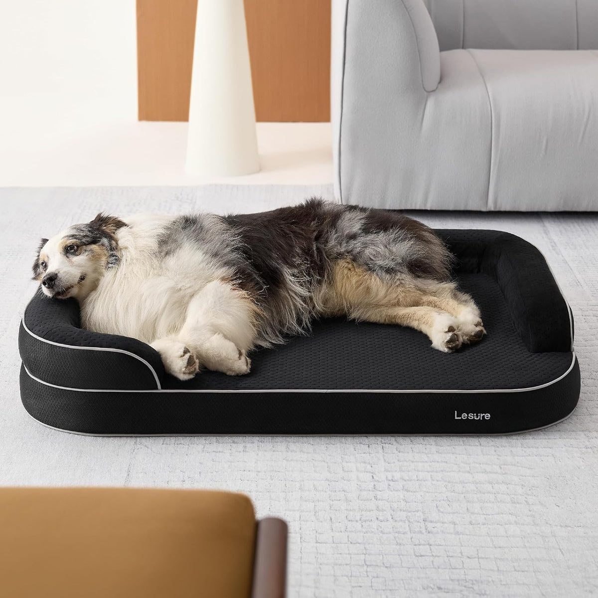 LE SURE RealOrtho™ XL Pro 3-Layer Orthopedic Extra Large Dog Bed,45" Black