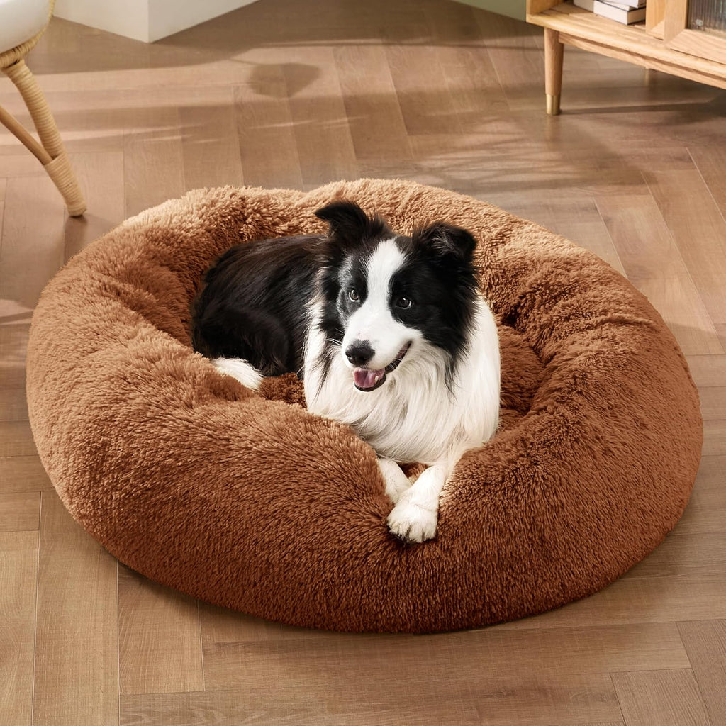 Bedsure Calming Dog Beds Large Sized Dog Donut Washable Pet Bed,36in Copper