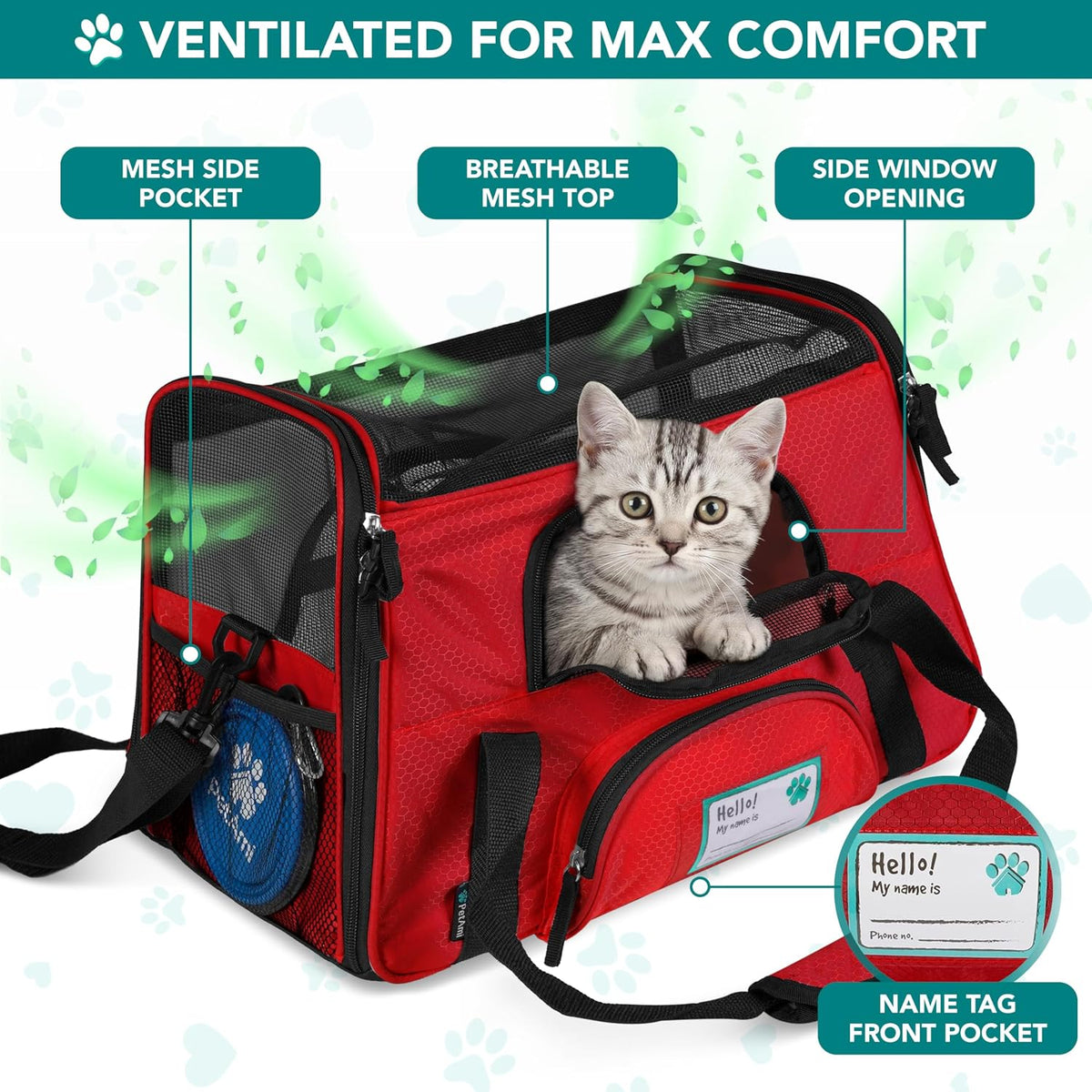 PetAmi Airline Approved Pet Carrier for Cats & Small Dogs, Small, Red