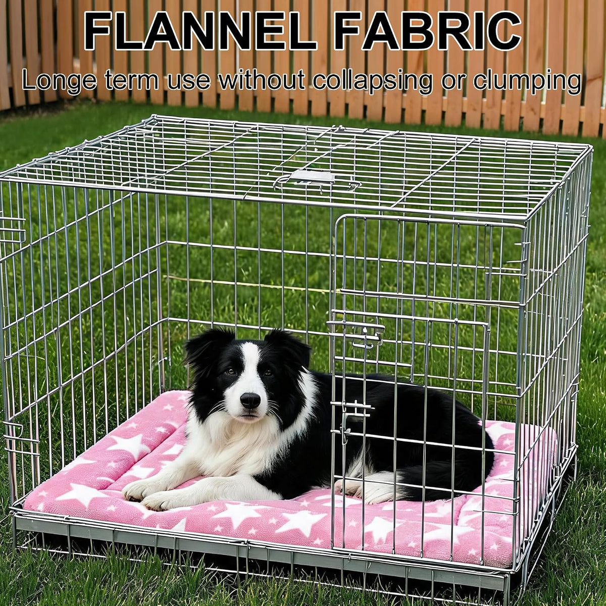 Dog Bed Mat, Reversible Crate Pad & Durable Dog Bed - Machine Washable Kennel Mat with Ultra Soft for Medium Dogs (Big&Small Stars Pink, 30" L*20" W*1.5" Th)