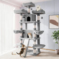 Allewie 82 Inches Large Cat Tree/House/XXL Tall Cat Towers for Big Feline/Scratching Post/Multi-Level Large Kitty Climbing Tree with Condo/Light Grey