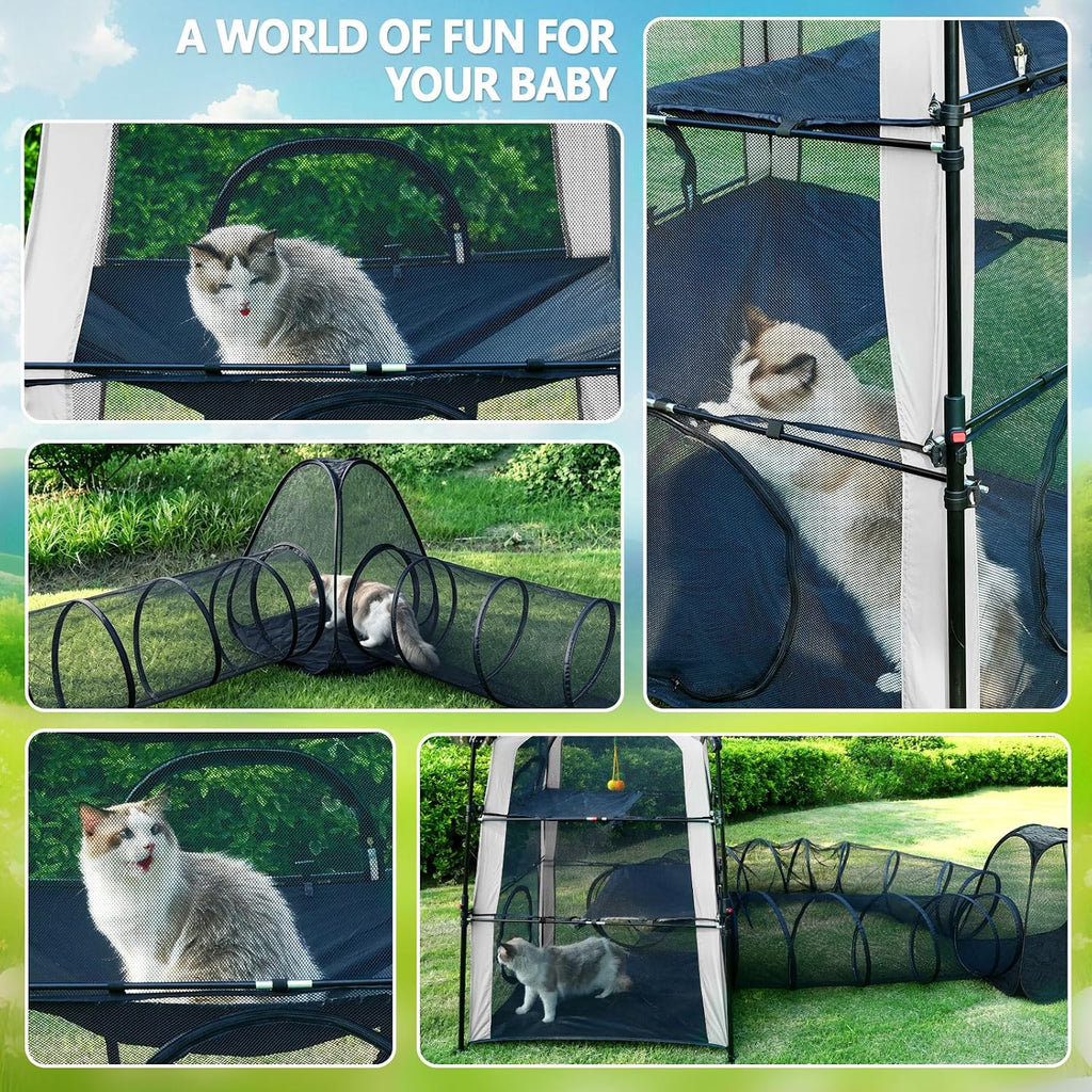 CypherX Extra Large Catio Outdoor Cat Enclosure Pop Up Playpen Tunnel Tent
