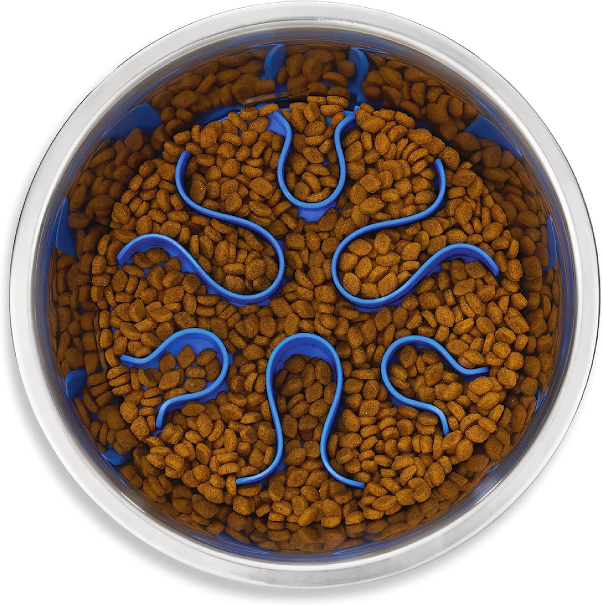 Outward Hound Fun Feeder Stainless Steel Slo Bowl for Dogs, Medium, 8.3" | Slows Fast Eaters, Can Aid Digestion, Holds 2 Cups Dry or Wet Food, Removable Maze, Non-Slip, Fits Raised Feeding Stations 