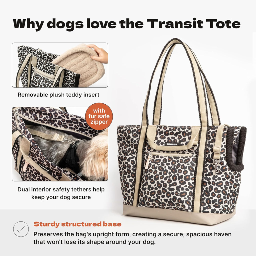 Cleverpup Transit Tote Dog Carrier 4-Piece Set - Medium, Leopard
