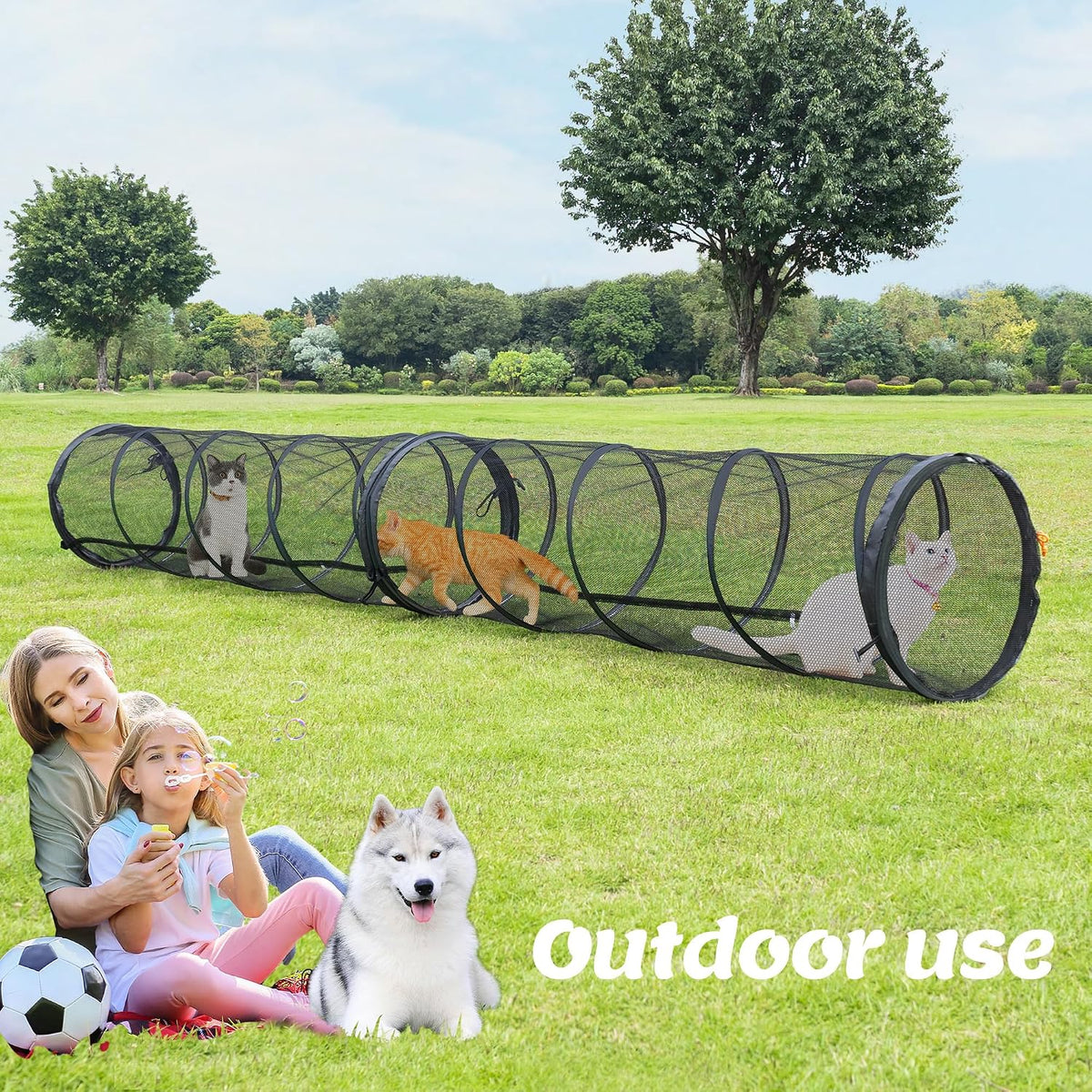 Cat Play Tunnel-for Indoor and Outdoor, Cat Play House, Cat Enclosures Easy to Connect with Two Zipper Doors,Product Size 59'' x 18'',2pcs /Set,Black,2 Packs