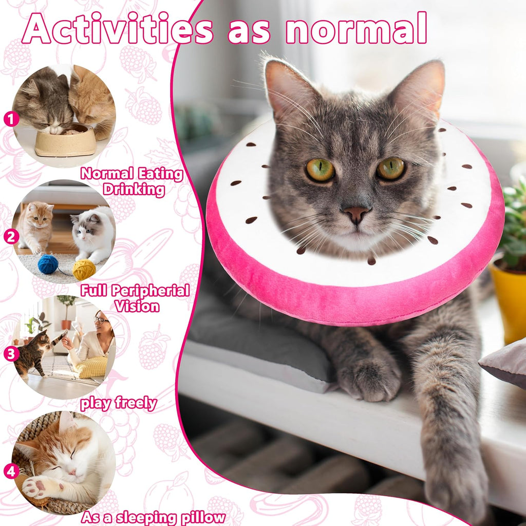 Cat Cone Collar Soft, Cat Recovery Cone (Dragonfruit, S)