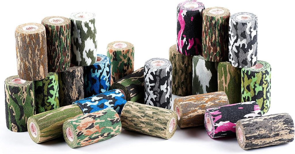 3 Inch Self Adhesive Bandage Wrap - Self-Sticking Vet Wrap - Camo, 12 Pack