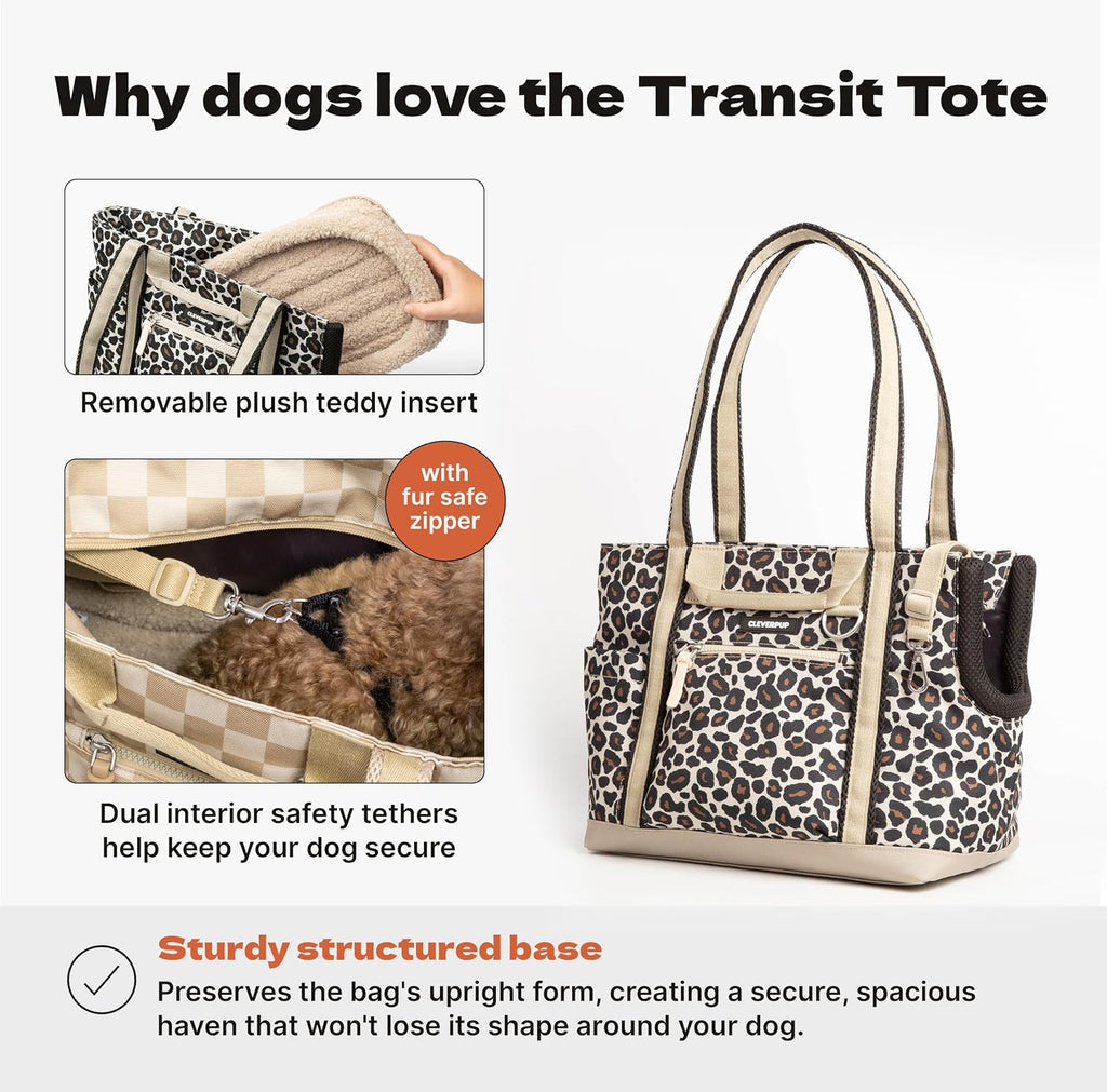 Cleverpup Transit Tote Dog Carrier 4-Piece Set - Small, Leopard