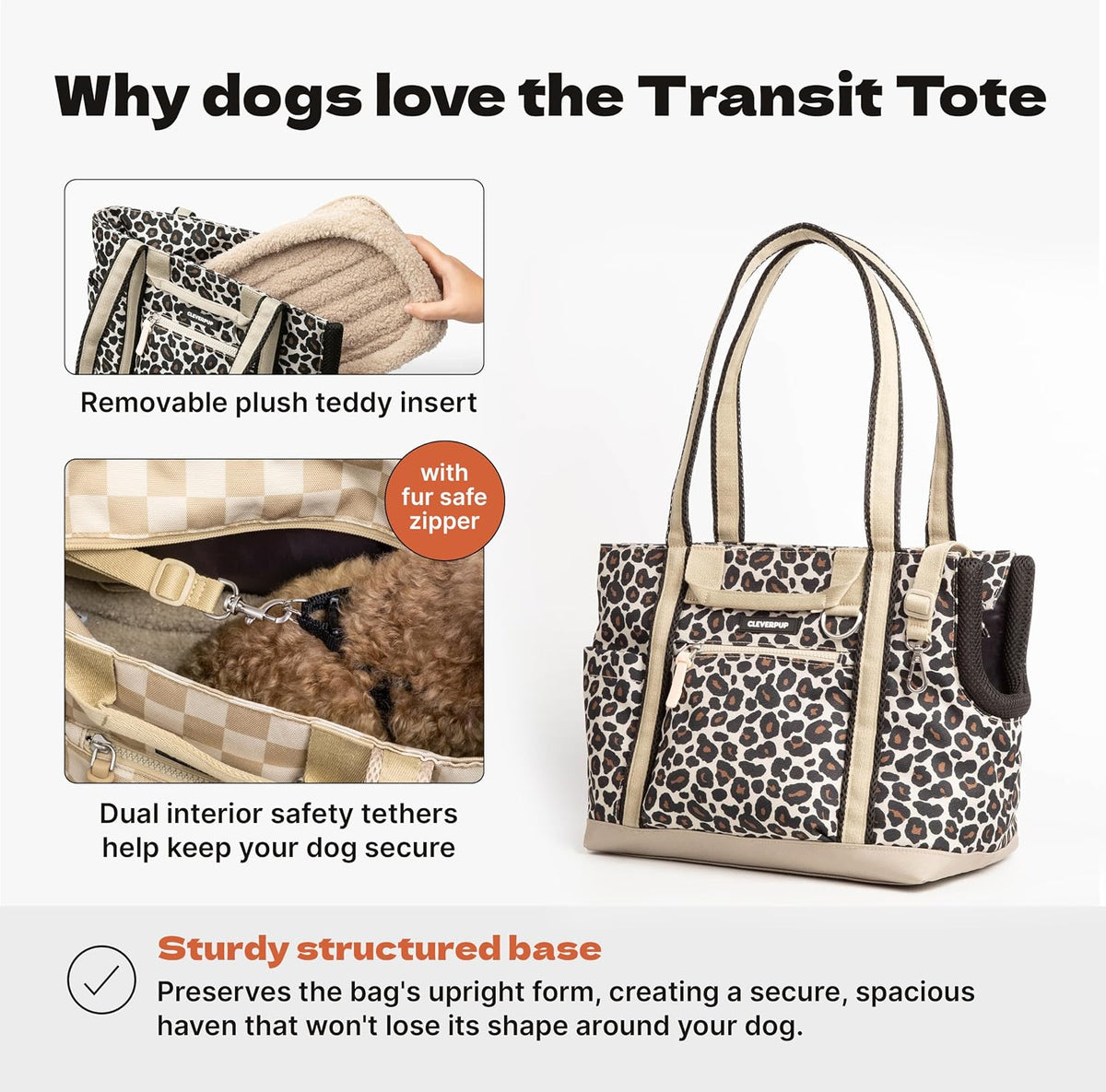 Cleverpup Transit Tote Dog Carrier 4-Piece Set - Small, Leopard