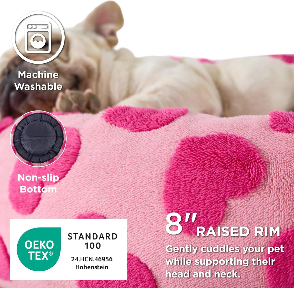 LE SURE Shown on TV Jacquard Donut Dog Beds Large,Lover Hearts 36x36x8in