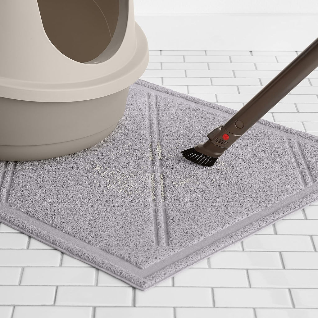Amazon Basics Less-Mess Litter Trapping Cat Litter Box Mat, Soft on Kitty Paws, Waterproof, Scatter Control, 24" x 35", Grey 1 Count (Pack of 10)