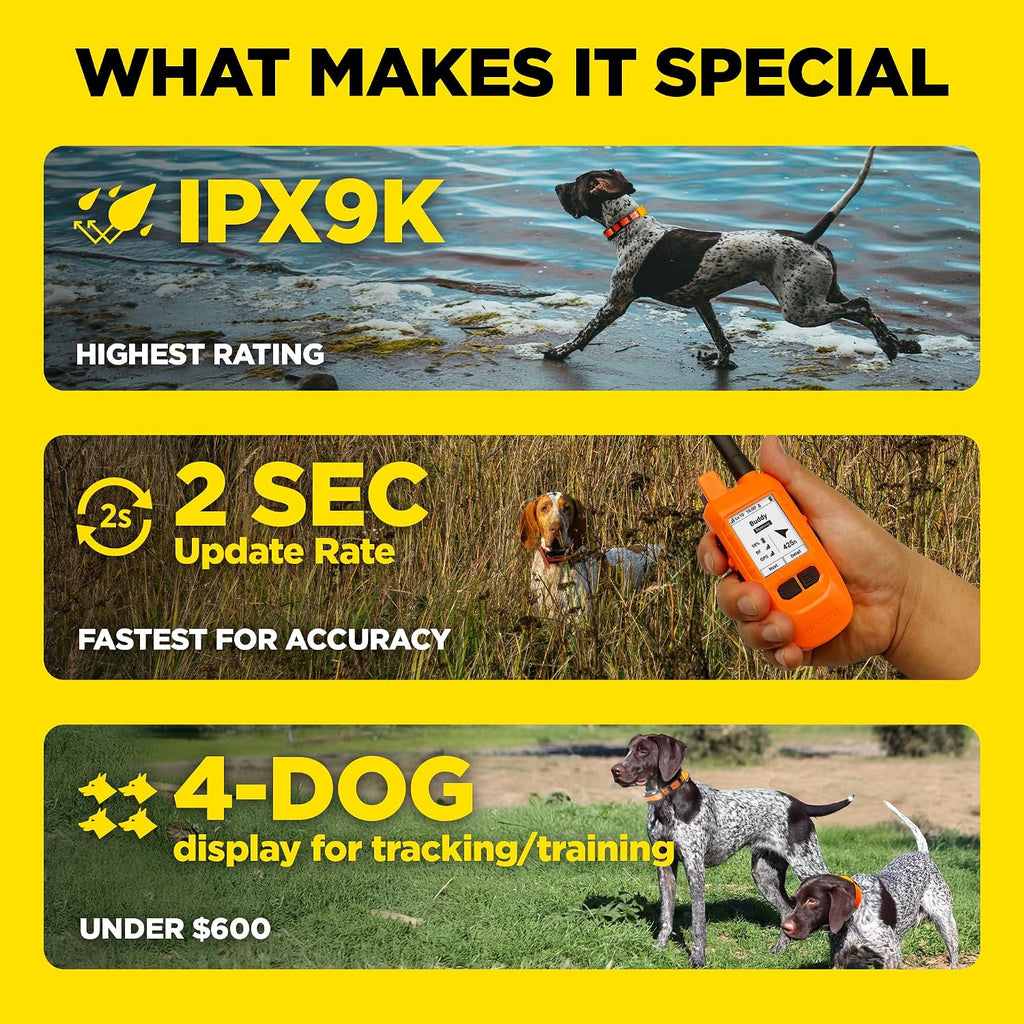 Dogtra PATHFINDER2 MINI Compass Live GPS Dog Tracking & Training System - 4-Mile Range E-Collar Handheld with No Subscription, Offline Maps, GPS Fence, Expandable up to 21 Dogs, for Dogs 25+ lbs