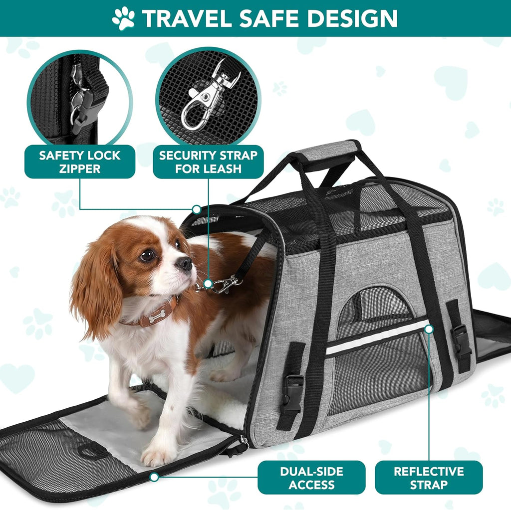PetAmi Airline Approved Pet Carrier for Cats Small Dogs, Large Heather Gray
