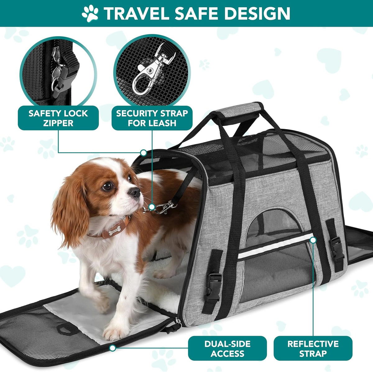 PetAmi Airline Approved Pet Carrier for Cats Small Dogs, Large Heather Gray