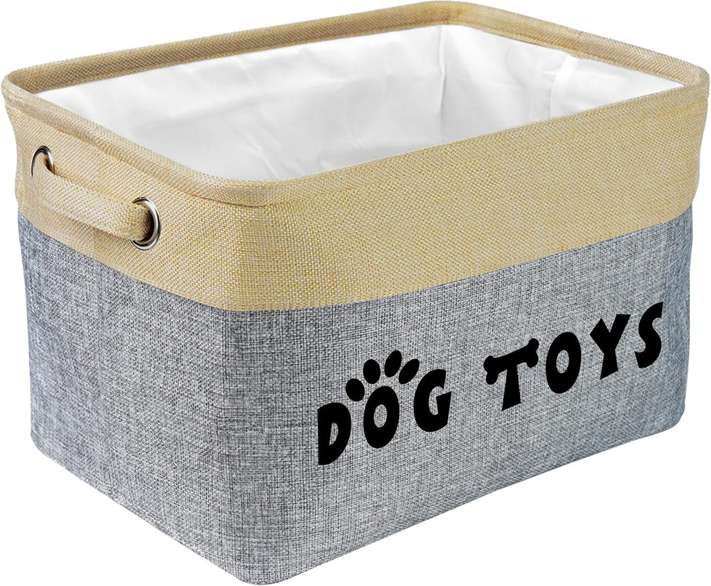 PET ARTIST Dog Toy Basket, Large Collapsible, Gray, M: 15"x11"x9"