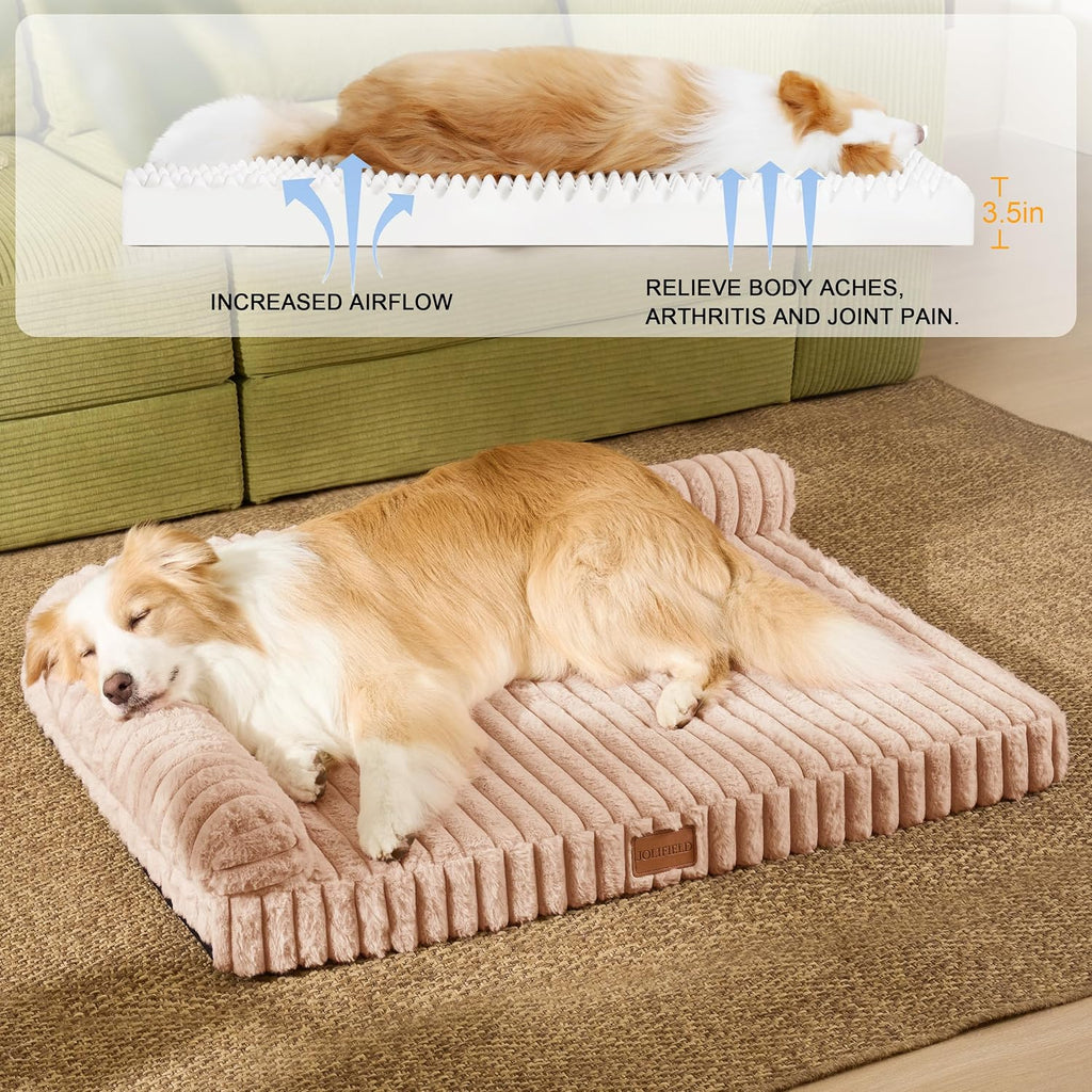 Orthopedic Large Dog Bed Furry Pet Bed, Washable Cover 42''X28''