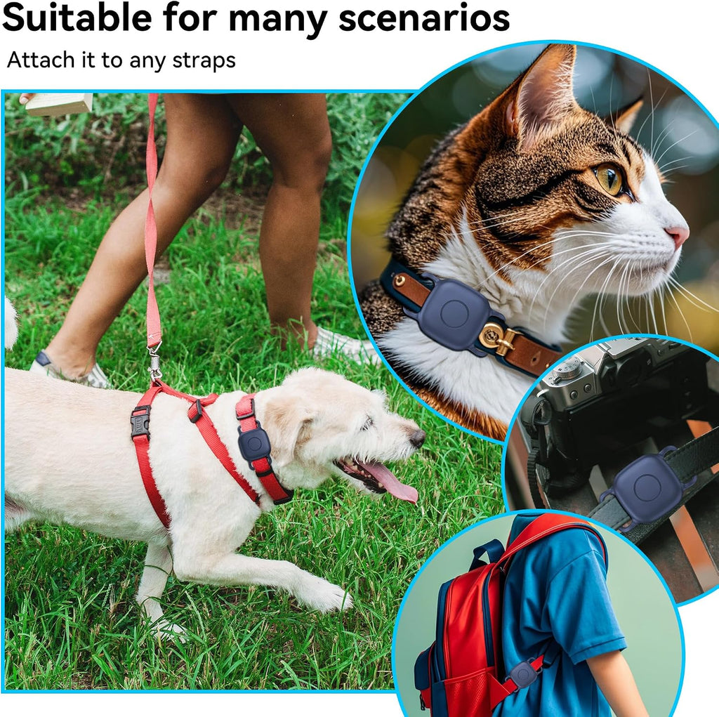Waterproof Dog Collar Holder for Life360 Tile Mate Tracker, 2-Pack Durable Silicone Cover, Anti Lost for Life 360 Tile Tracker Case for Cat & pet Collars, Easy Installation, Lightweight, Navy Blue