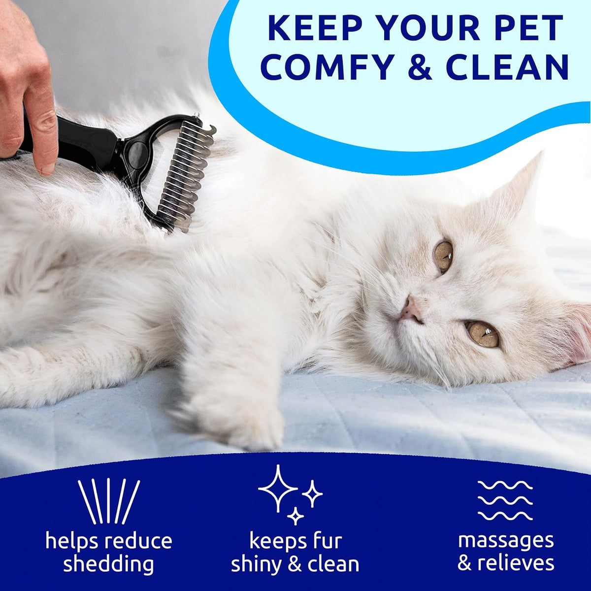 Pat Your Pet Deshedding Brush & Metal Comb Grooming Combo for Cats & Dogs