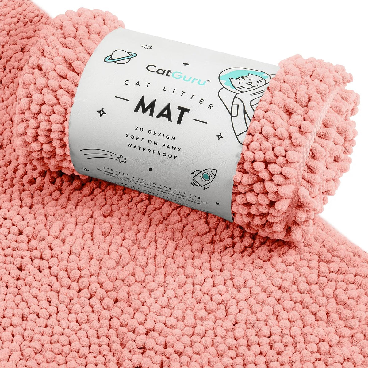 CatGuru Cat Litter Mat, Medium, Extra Large, XXL, Waterproof Litter Box Mat, Non Slip Kitty Litter Mat, Machine Washable Litter Trapping Mat, Soft Litter Tray, Cat Stuff (XXL, Coral/Heavy-Duty)