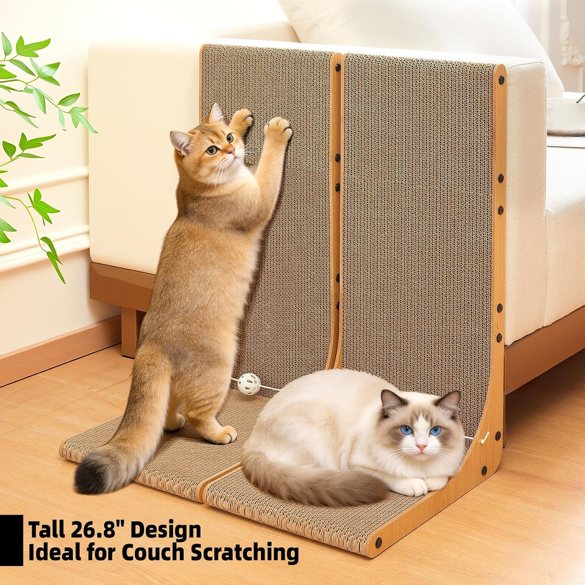 26.8 Inch Cardboard Cat Scratching Post, 2-Pack
