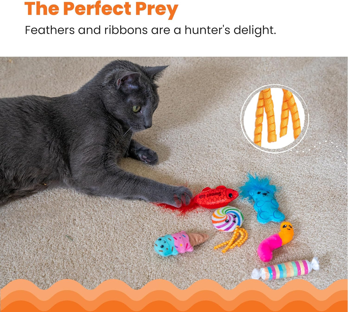 Catstages Kitty Sweet Treats Plush Catnip Cat Toys, 7.8", 6-Pack