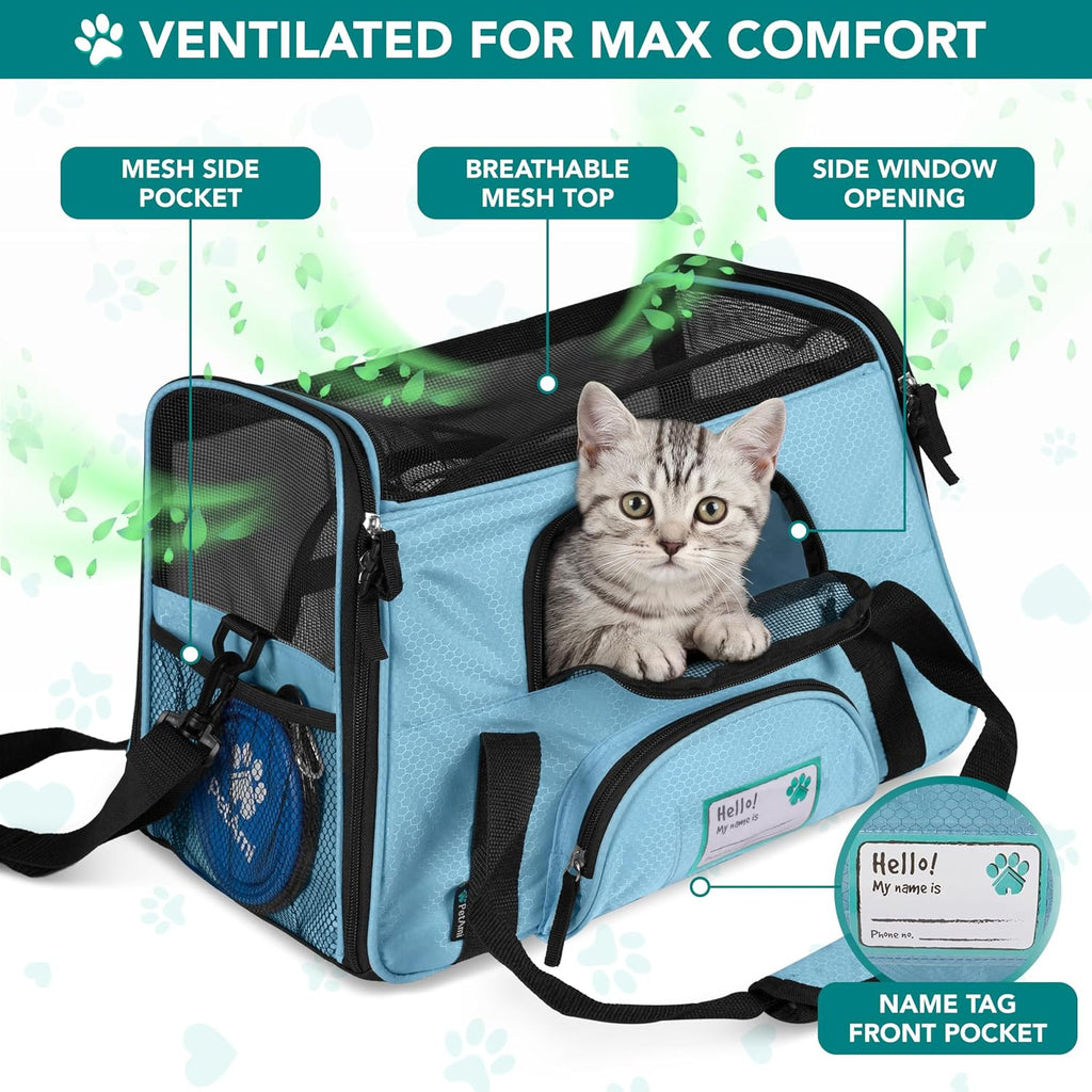 PetAmi Airline Approved Pet Carrier for Cats & Small Dogs, Small Light Blue