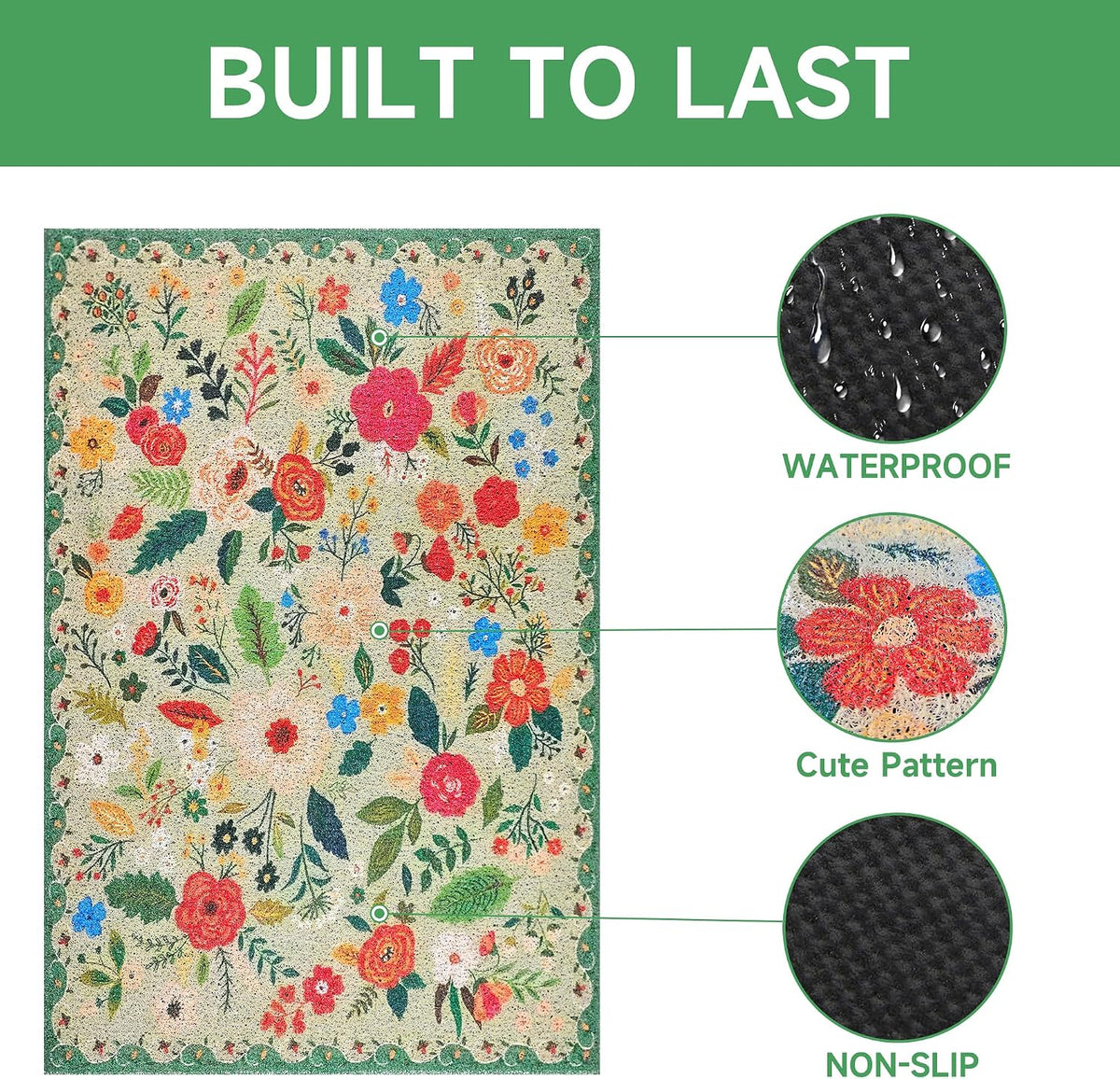 Cat Litter Mat, 24" x 16" Litter Box mat, Upgrade Non-Slip Kitty Litter mat, Traps 100% Litter, Soft on Kitty Paws, Easy Clean for Scatter Control, Bohe cat Food mat, Urine Waterproof | Traps 100% Litter, Cute litter mat for litter box, Soft on Kitty P...