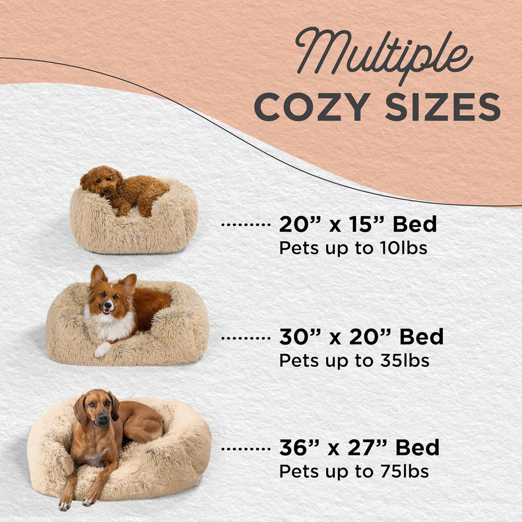 Best Friends by Sheri Lounge Shag Dog Bed, Faux Fur, Taupe, 30" x 20"