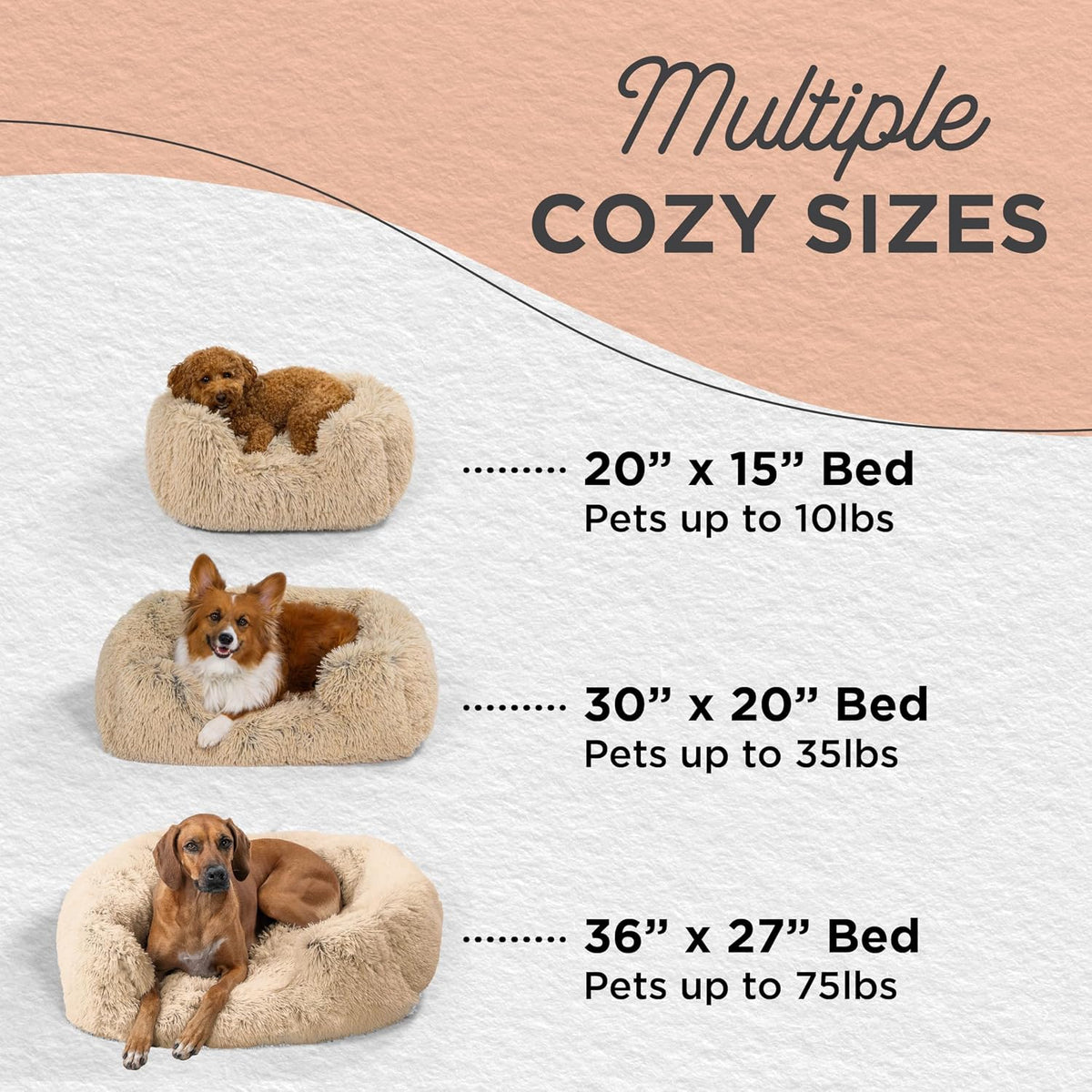 Best Friends by Sheri Lounge Shag Dog Bed, Faux Fur, Taupe, 30" x 20"