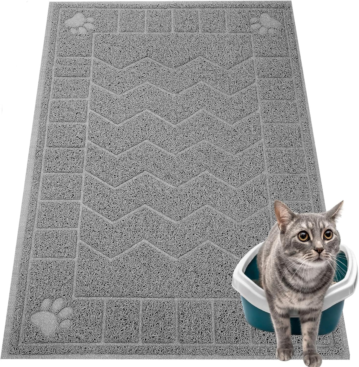 Cat Litter Box Mat, 35" x 24" Large Waterproof Litter Trapping Mat | Thick Mesh Traps Litter, Non-Slip Kitty Litter Mat for Indoor Cat, Soft Paws, BPA-Free, Multi-Use, Easy Clean, Large Coverage
