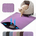 Cat Litter Mat, Double Layer Honeycomb Litter Box Mat | 24x18”, Efficient Litter Trapping, Easy to Clean, Waterproof, Non-Slip, Soft on Paws, Scratch Resistant, Purple, Large