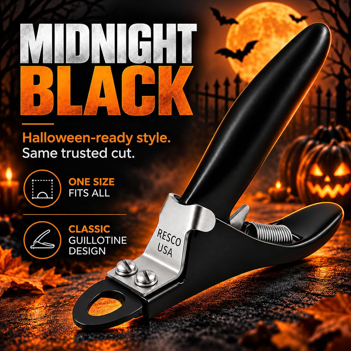 Resco Replaceable Blade Dog Nail Clippers for Dogs and Cats, Midnight Black