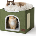 Bedsure Cat House Bed for Indoor Cats with Fluffy Ball and Scratch Pad